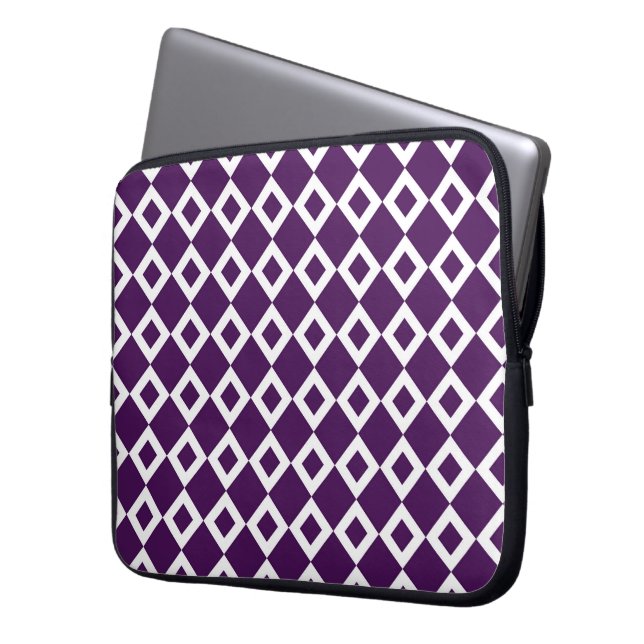 Capa Para Notebook Padrão de diamante roxo e branco (Frente Esquerda)