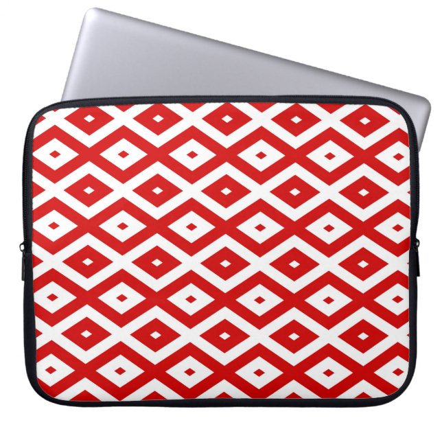 Capa Para Notebook Padrão de diamante vermelho e branco (Frente)