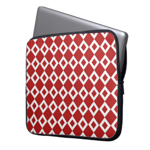 Capa Para Notebook Padrão de Diamante Vermelho e Branco