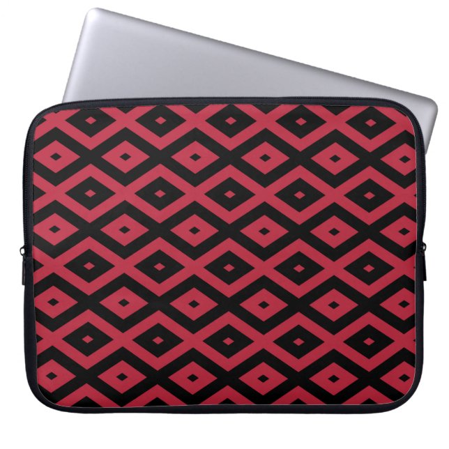 Capa Para Notebook Padrão de diamante vermelho e preto (Frente)