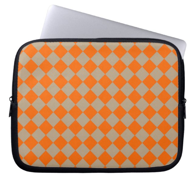 Capa Para Notebook Padrão de diamante xadrez Bege Laranja (Frente)