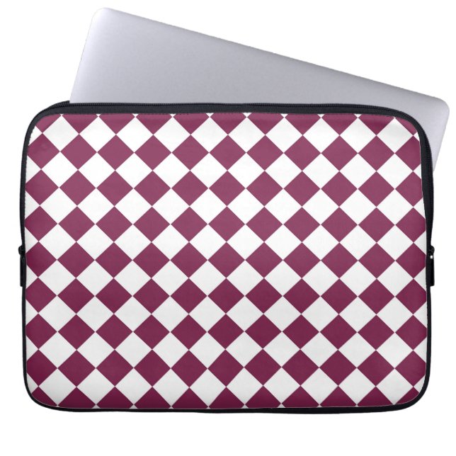 Capa Para Notebook Padrão de diamante xadrez branco Borgonha (Frente)