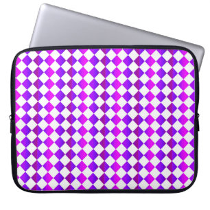 Capa Para Notebook Padrão de Diamante Xadrez Branco Rosa Roxo
