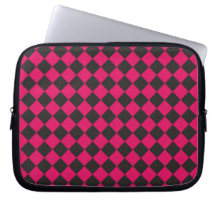 Capa Para Notebook Padrão de diamante xadrez rosa e preto