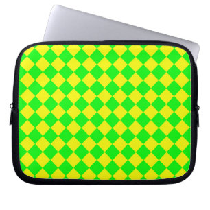 Capa Para Notebook Padrão de Diamante Xadrez Verde Amarelo