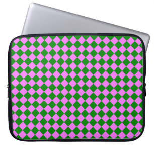 Capa Para Notebook Padrão de Diamante Xadrez Verde Rosa