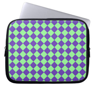 Capa Para Notebook Padrão de Diamante Xadrez Verde Roxo