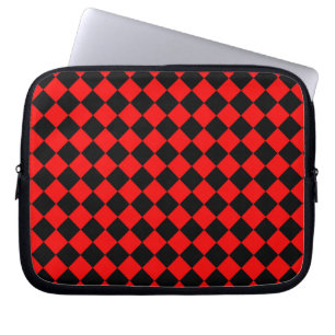 Capa Para Notebook Padrão de Diamante Xadrez Vermelho e Preto