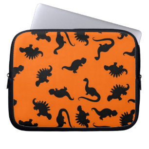 Capa Para Notebook Padrão de Dinossauro Fofo em Laranja