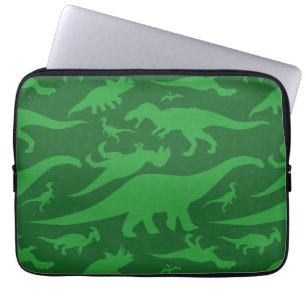 Capa Para Notebook Padrão de Dinossauro Verde