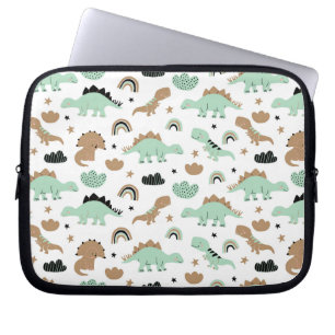 Capa Para Notebook Padrão de Dinossauro Verde da Casa Verde