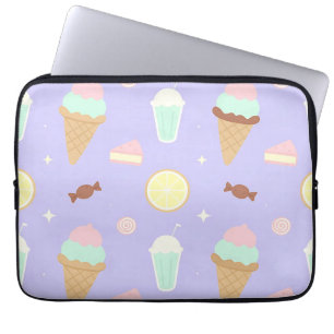 Capa Para Notebook Padrão de Doces Sorvete Kawaii