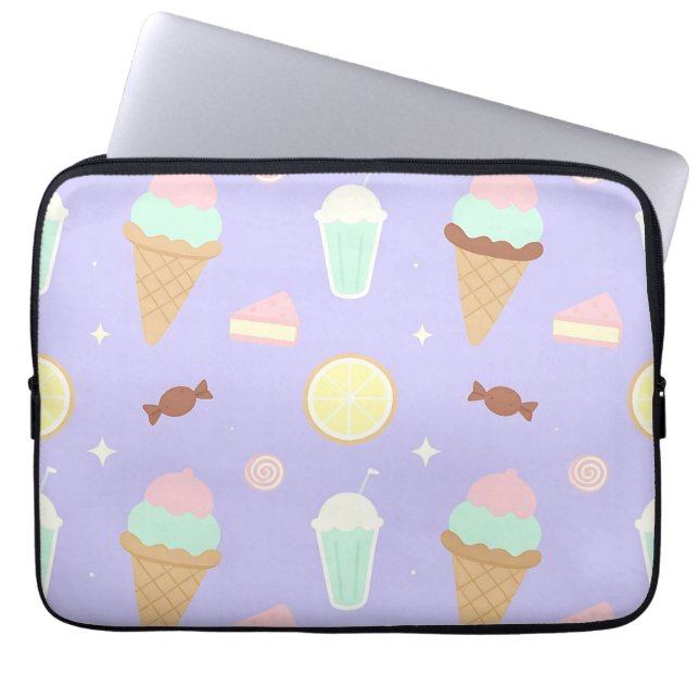 Capa Para Notebook Padrão de Doces Sorvete Kawaii (Frente)