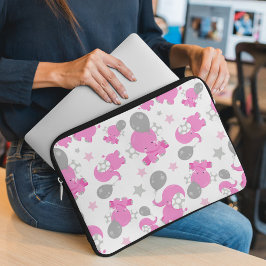 Capa Para Notebook Padrão De Elefantes Rosa, Elefantes Cutes, Estrela
