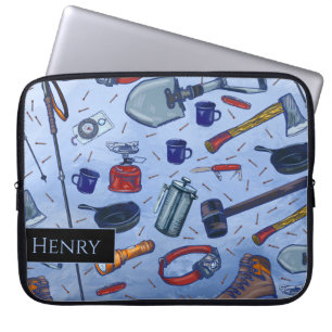Capa Para Notebook Padrão de equipamento de acampamento azul aguado l