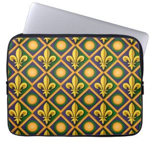 Capa Para Notebook Padrão de erva Mardi com ouro de fleur-de-lis