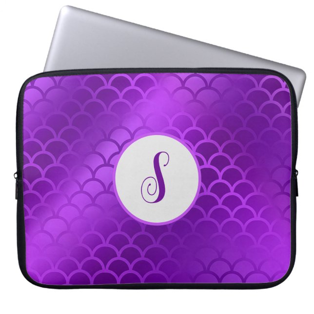 Capa Para Notebook Padrão de escalas de sereia roxa inicial personali (Frente)