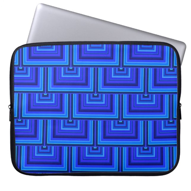 Capa Para Notebook Padrão de escalas quadradas de faixas azuis (Frente)