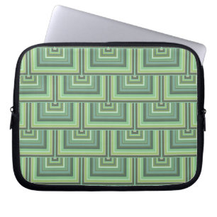 Capa Para Notebook Padrão de escalas quadradas de listras verdes-oli