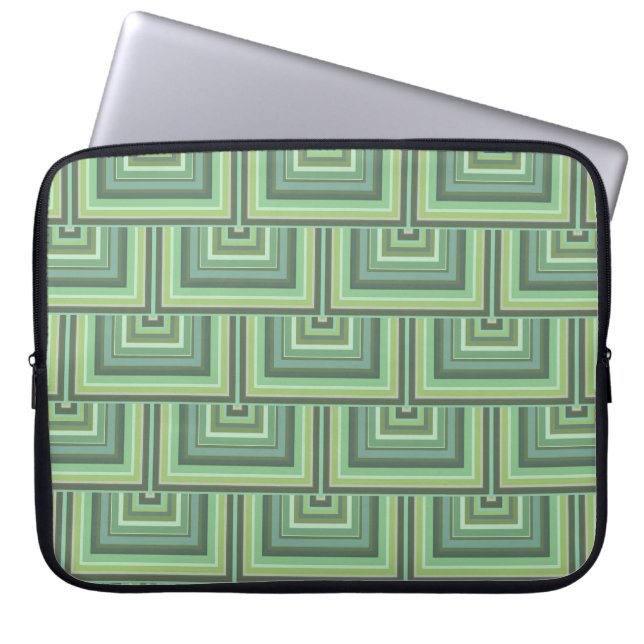 Capa Para Notebook Padrão de escalas quadradas de listras verdes-oliv (Frente)