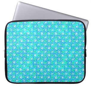Capa Para Notebook Padrão de espiral abstrato - Azul, verde Jade e br