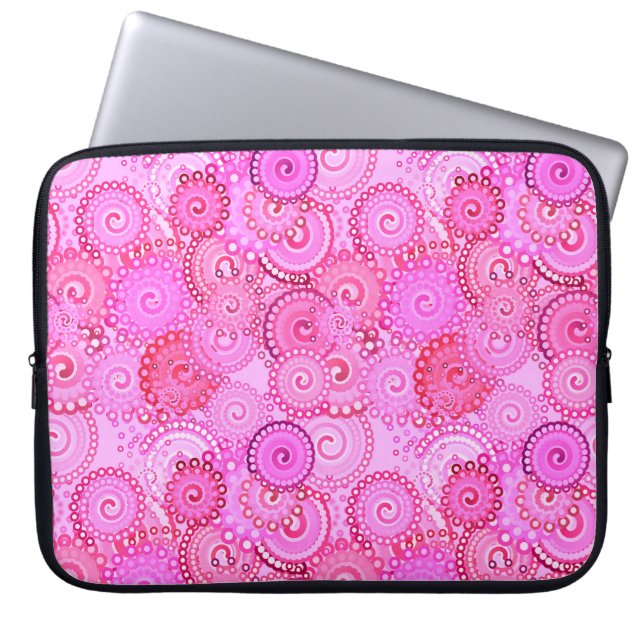 Capa Para Notebook Padrão de espiral fractal, rosa e fúcsia (Frente)