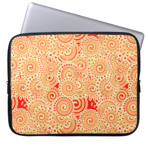 Capa Para Notebook Padrão de espiral frontal, tons de laranja coral