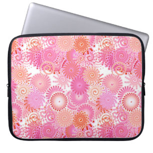 Capa Para Notebook Padrão de espiral frontal, tons de rosa e coral