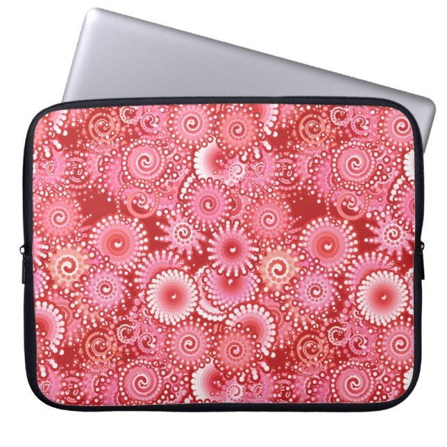 Capa Para Notebook Padrão de espiral frontal, tons de vermelho profun (Frente)