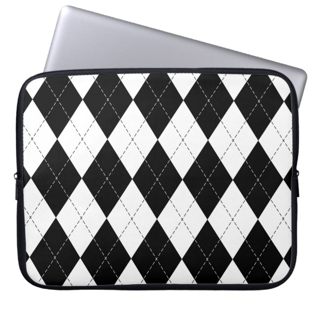 Capa Para Notebook Padrão de Estilo Geométrico Branco Preto (Frente)