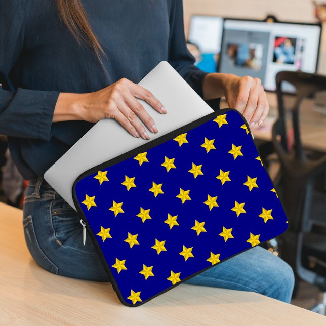 Capa Para Notebook Padrão de estrelas Douradas, Marinho azul, exclusi (Criador carregado)