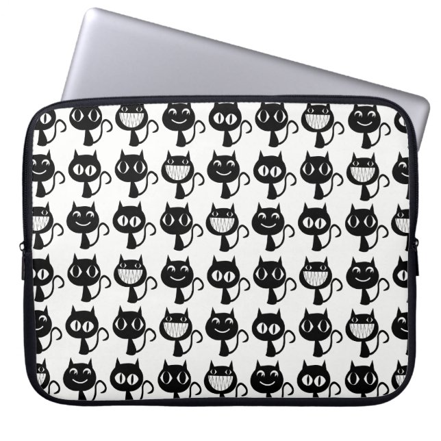 Capa Para Notebook Padrão de Expressões de Gatos Pretos para Monogram (Frente)