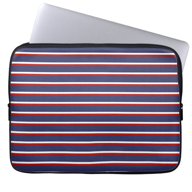 Capa Para Notebook Padrão de Faixa Vermelha marinho Azul (Frente)