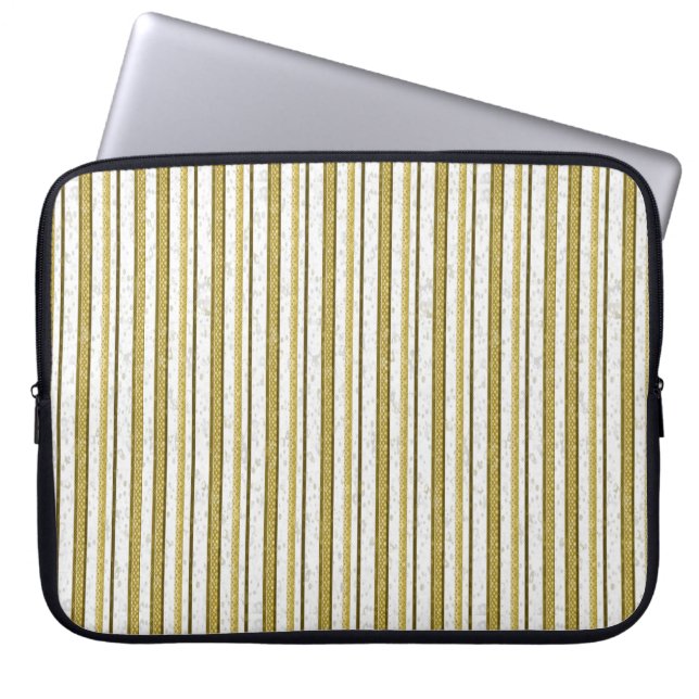 Capa Para Notebook Padrão de faixas de renda de ouro branco (Frente)