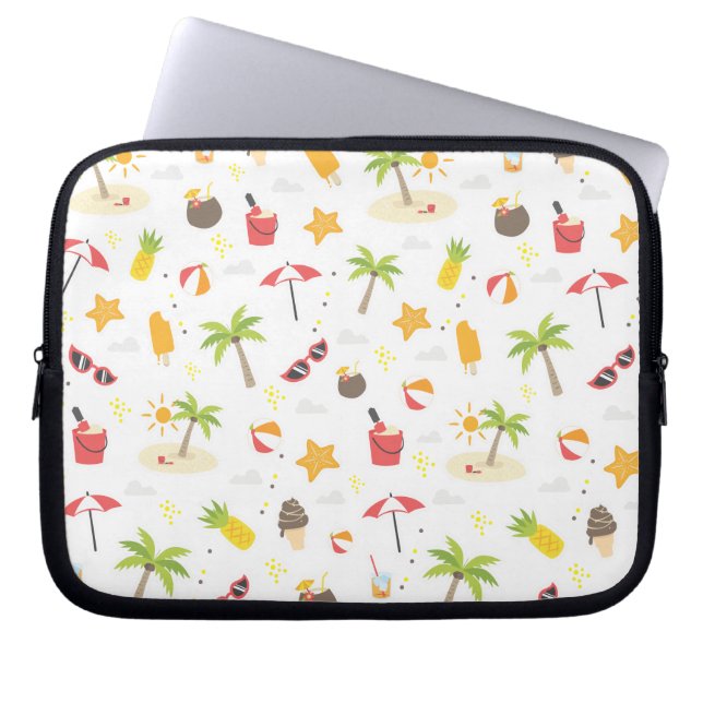 Capa Para Notebook Padrão de Férias de Praia Tropical de Verão Design (Frente)