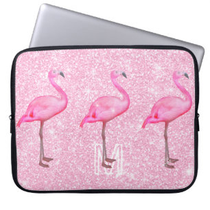 Capa Para Notebook Padrão de Flamingos Tropicais de Brilho Rosa