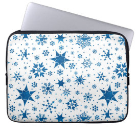 Capa Para Notebook Padrão de Floco de Neve Azul
