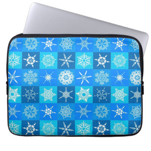 Capa Para Notebook Padrão de Flocos de Neve Azul