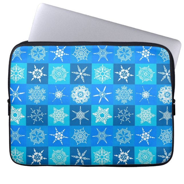 Capa Para Notebook Padrão de Flocos de Neve Azul (Frente)