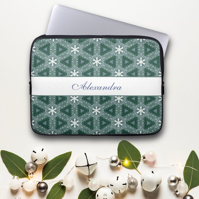 Capa Para Notebook Padrão de Flocos de Neve Personalizado Verde (Criador carregado)