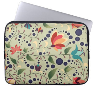Capa Para Notebook Padrão de Flor Abstrata Bonita em Verde Sage