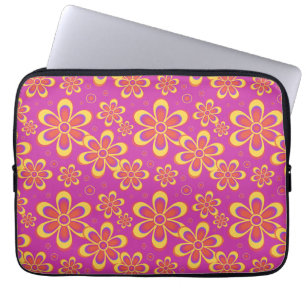 Capa Para Notebook Padrão de Flor Amarelo-Roxo-Magenta