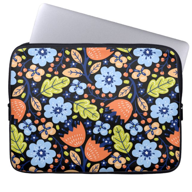 Capa Para Notebook Padrão de flor colorido brilhante (Frente)