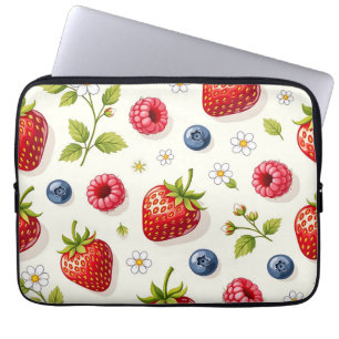 Capa Para Notebook Padrão de Flor de Cerejeira Frutas Frescas de Verã