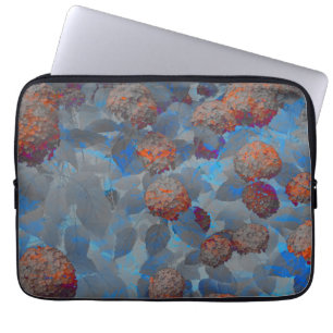 Capa Para Notebook Padrão de flor de cor laranja azul arte digital