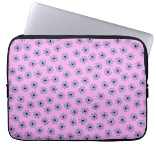 Capa Para Notebook Padrão de Flor de Hippie Azul Púrpura