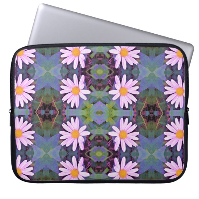 Capa Para Notebook Padrão de Flor de Margarida Rosa Retrô (Frente)