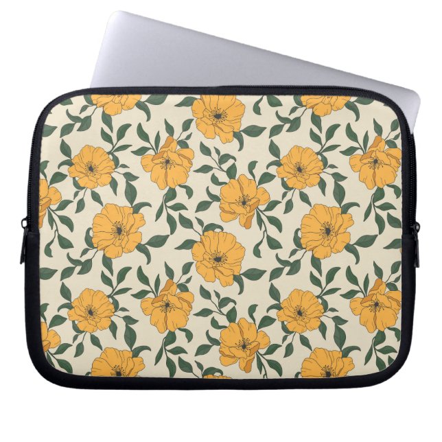 Capa Para Notebook Padrão de Flor de Papoila Laranja (Frente)