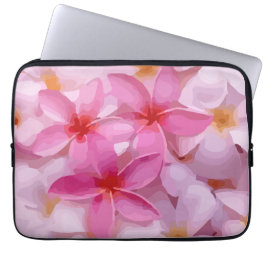 Capa Para Notebook Padrão de Flor de Plumeria Rosa