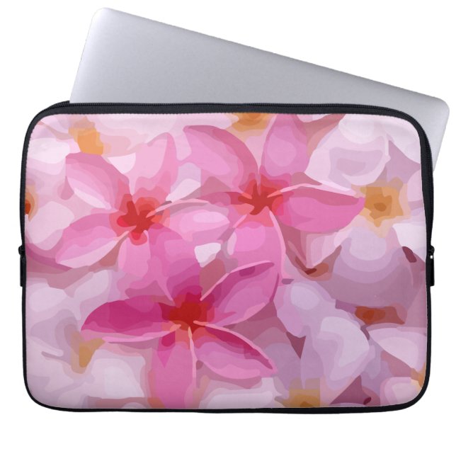 Capa Para Notebook Padrão de Flor de Plumeria Rosa (Frente)